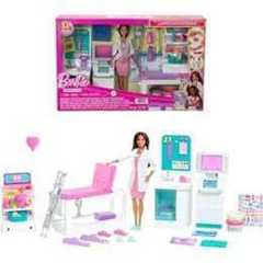 Barbie Fast Cast Clinic Playset, Brunette Barbie Doctor Doll, 30+